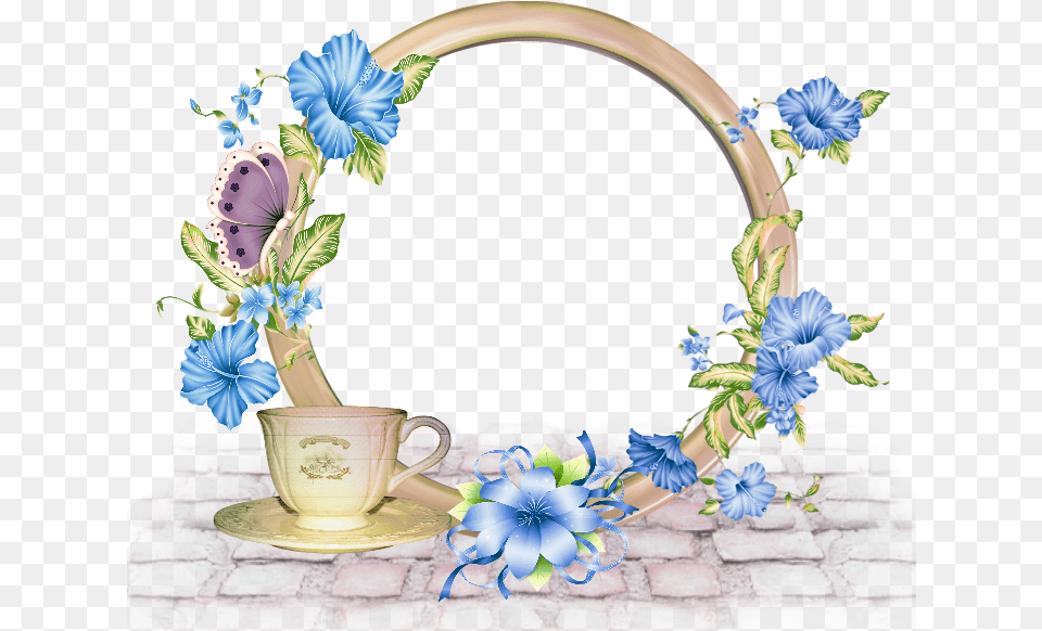 Borders And Frames Blue Flowers High Quality Star Bright Angels Good Morning, Cup, Flower, Flower Arrangement, Plant Free Png Download