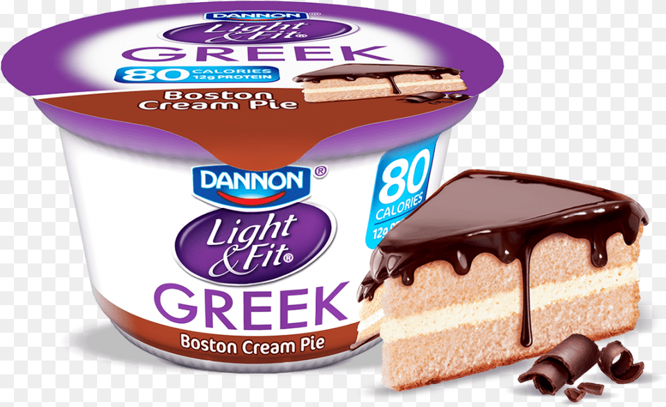 Boston Cream Pie Greek Yogurt Light U0026 Fit Yogurt Dannon Light And Fit Greek Yogurt, Dessert, Food, Ice Cream, Burger Free Png Download