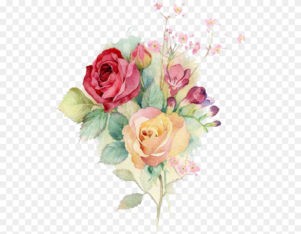 Download Bouquet Vector Watercolor Clipart Watercolor Painting Of Roses, Art, Floral Design, Flower, Flower Arrangement Png Image