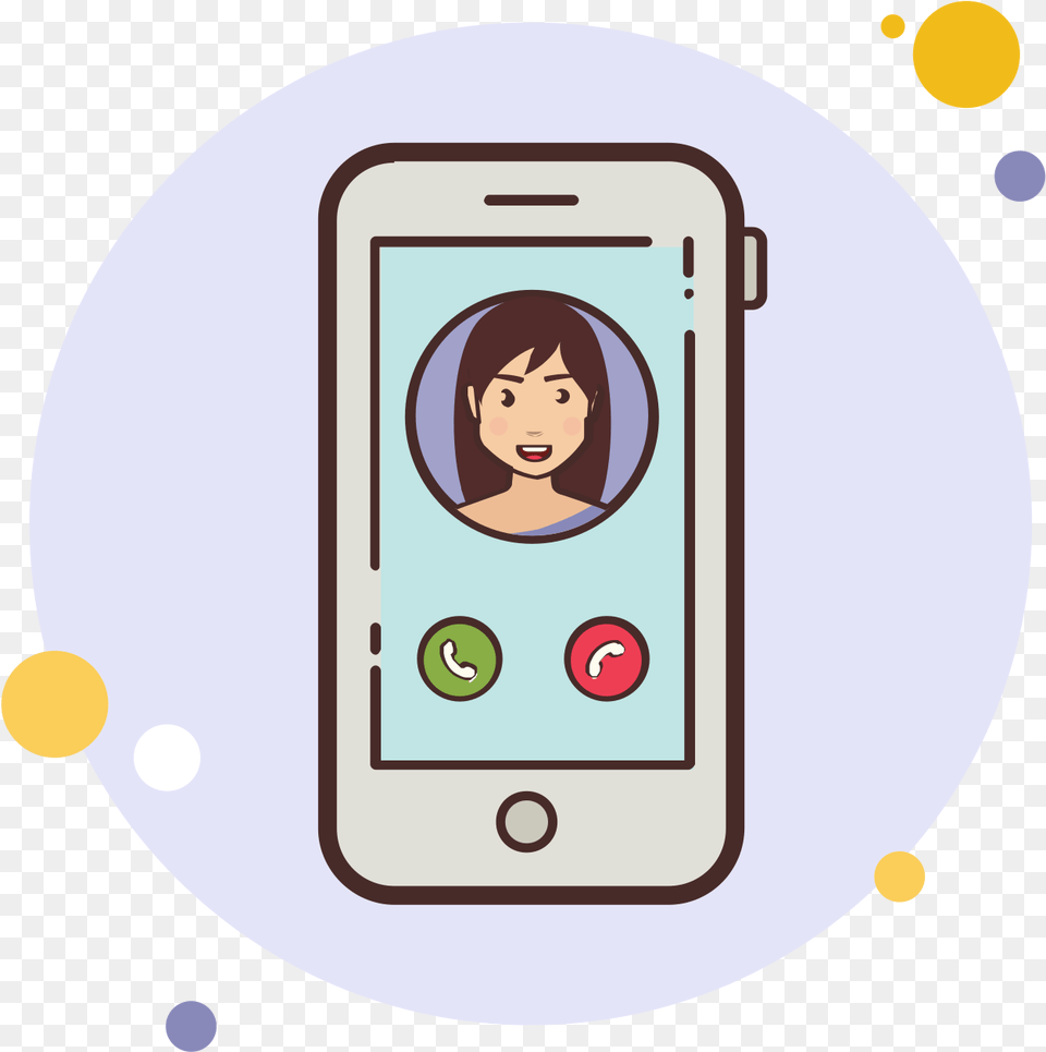 Download Brunette Girl Phone Call Icon Decline Phone Call Clipart, Electronics, Mobile Phone, Person, Face Free Transparent Png