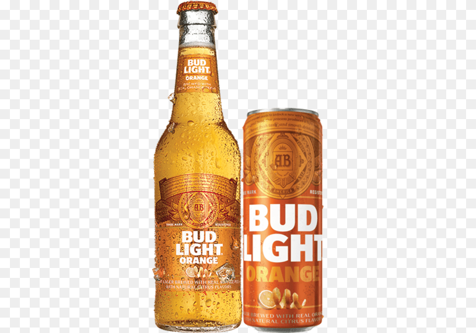 Download Bud Light Orange Cansbottles Glass Bottle Bud Light Orange, Alcohol, Beer, Beer Bottle, Beverage Free Transparent Png
