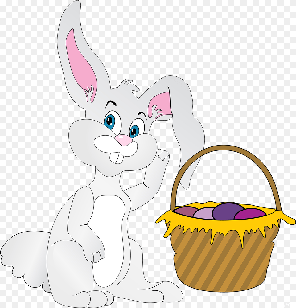Download Bugs Rabbit European Easter Bunny Happy Clipart Rabbit, Basket, Accessories, Bag, Handbag Free Png