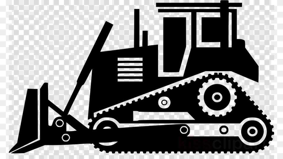 Bulldozer Clipart Caterpillar Inc Bulldozer Images Black And White, Machine, Wheel, Grass, Plant Free Png Download