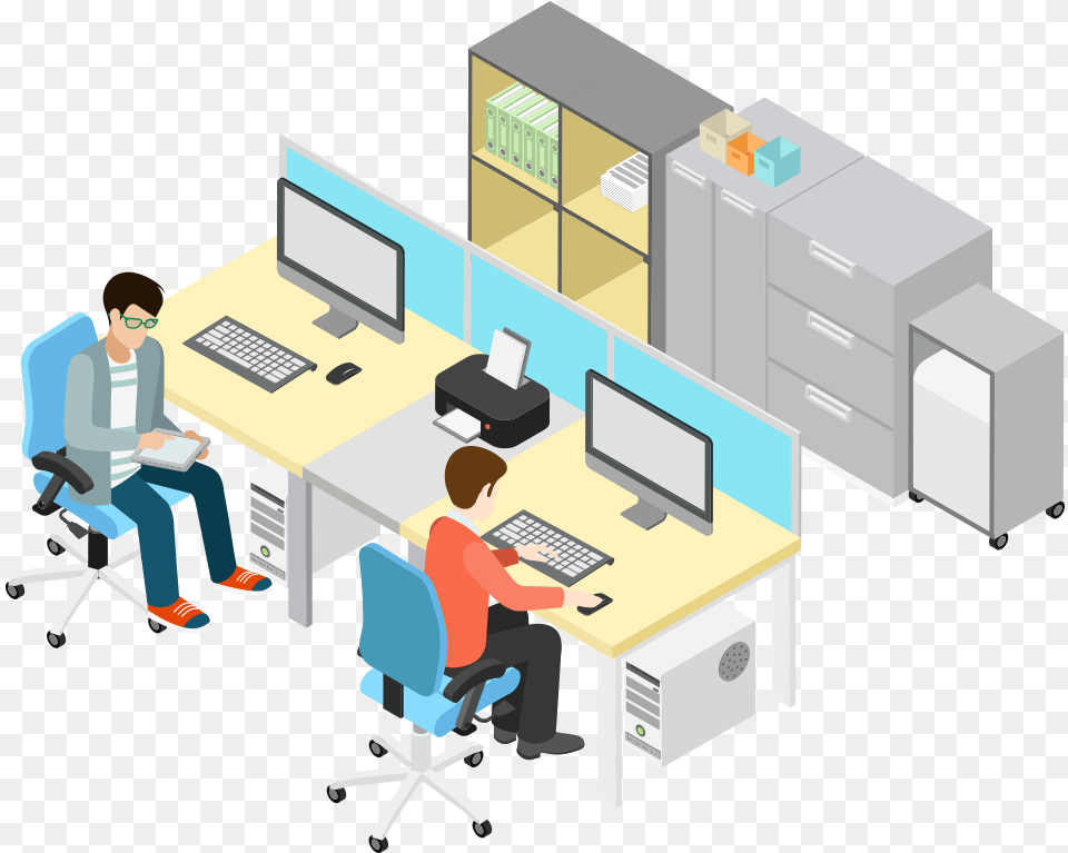 Business Vector Illustration Office People Office, Hardware, Computer, Computer Hardware, Computer Keyboard Free Png Download