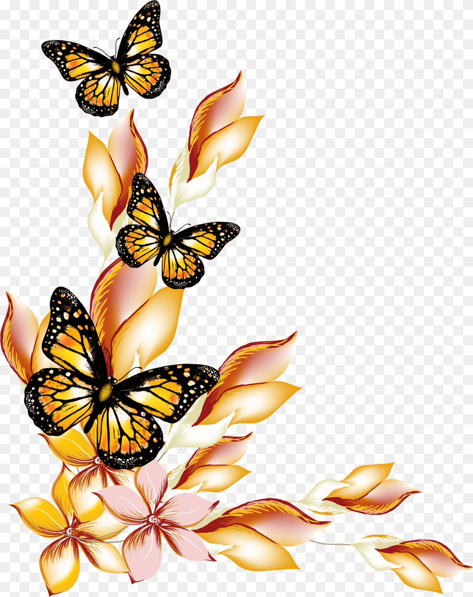 Download Butterfly And Flower Butterflies Vector Butterfly, Animal, Monarch, Invertebrate, Insect Png