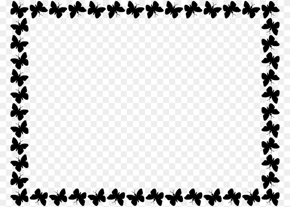 Butterfly Frame Black Clipart Butterfly Borders, Gray Free Png Download