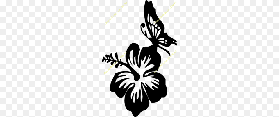 Butterfly Hibiscus Decal Clipart Car Window Decal Car, Musical Instrument, Oboe, Cutlery Free Png Download