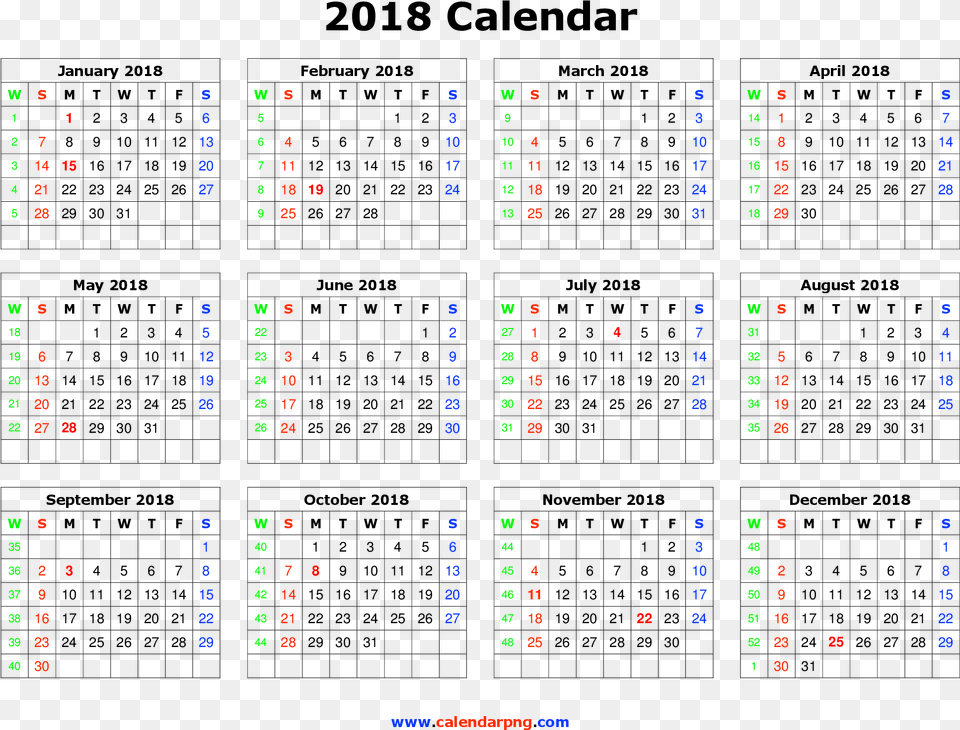 Download Calendar 2018 Download For Designing Whole Year Calendar 2018, Text, Computer Hardware, Electronics, Hardware Free Transparent Png