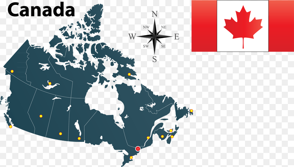 Download Canada For Map Of Canada With Compass, Leaf, Plant, Animal, Bird Png Image