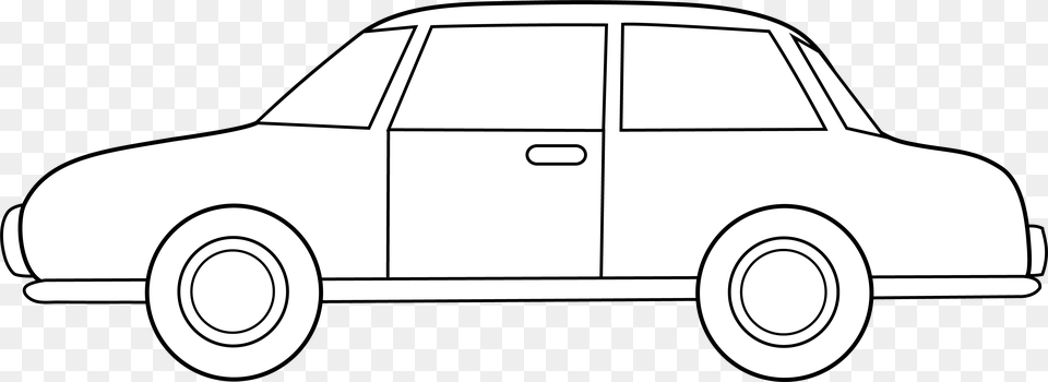 Car Clipart Simple Simple Car Art Drawing Clip Art Black And White, Sedan, Transportation, Vehicle, Stencil Free Png Download
