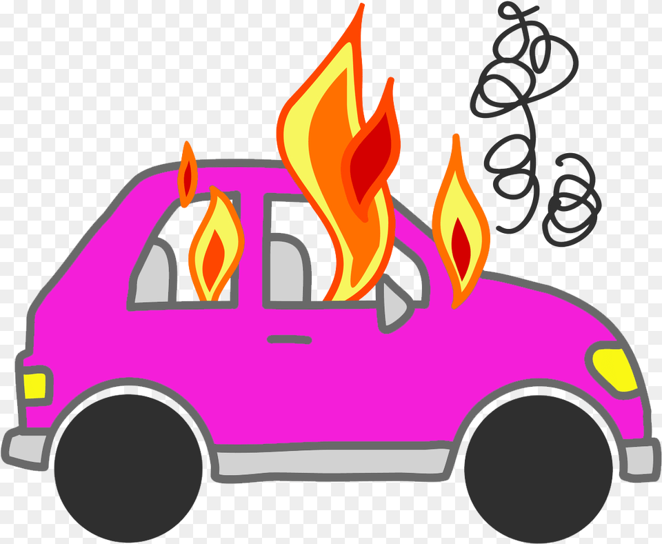 Download Cars Car On Fire Cartoon Full Car On Fire Clipart, Moving Van, Transportation, Van, Vehicle Free Png