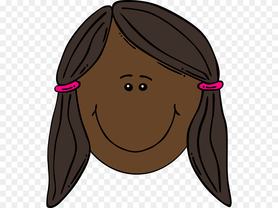 Download Cartoon Face Girl And Boy Clipart Girl Brown Girl Face Clipart, People, Person, Accessories, Earring Png