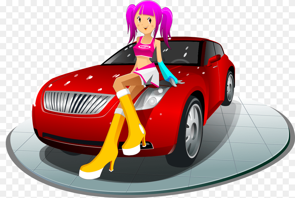 Download Cartoon Girl Clip Art Girl In Car Clipart Girl With Car Cartoon, Book, Publication, Comics, Adult Free Transparent Png