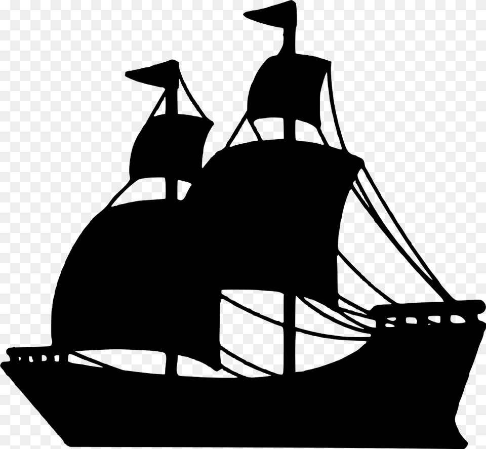 Download Cartoon Pirate Ship, Gray Png Image