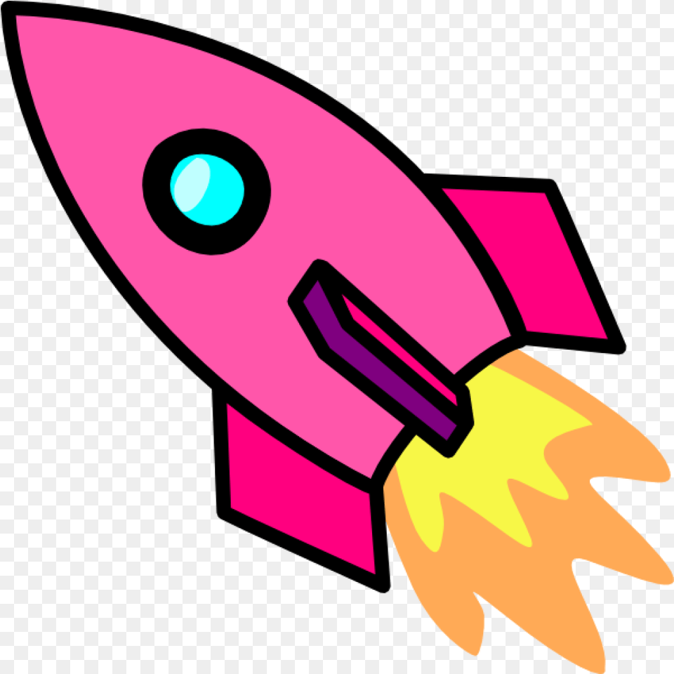 Download Cartoon Spaceship Pink Rocket Clipart, Weapon Free Transparent Png