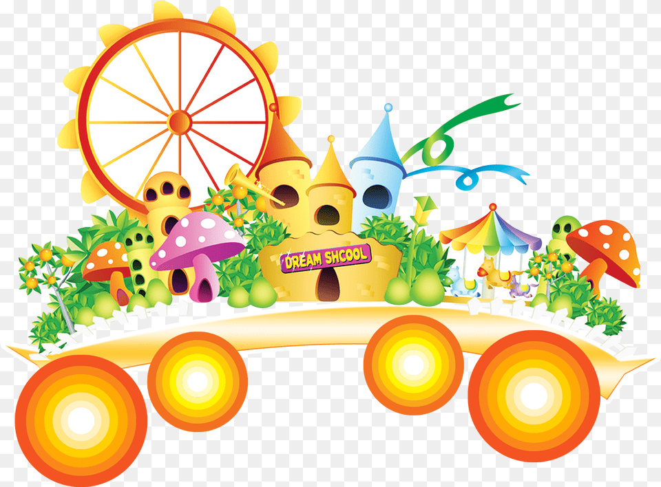 Download Castle Animation Park Cartoon Transparent, Machine, Wheel, Carnival, Bulldozer Free Png