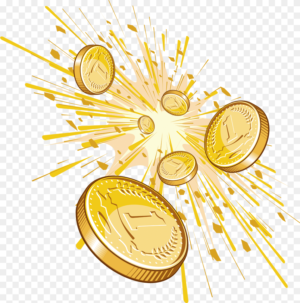 Cents Money Penny Cent Shining Gold Cents, Treasure, Coin Free Png Download