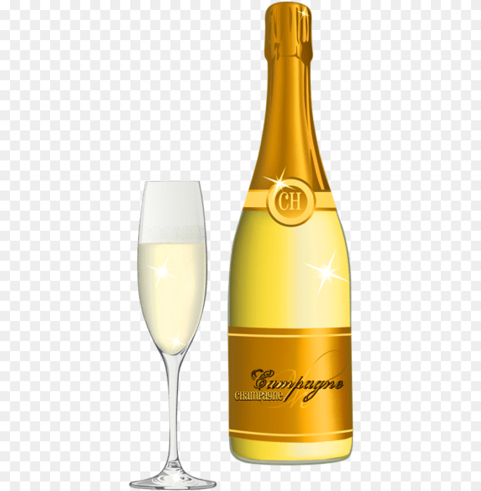 Download Champagne And Glass Vector Champagne Glass And Bottle Clipart, Alcohol, Wine, Liquor, Wine Bottle Png Image
