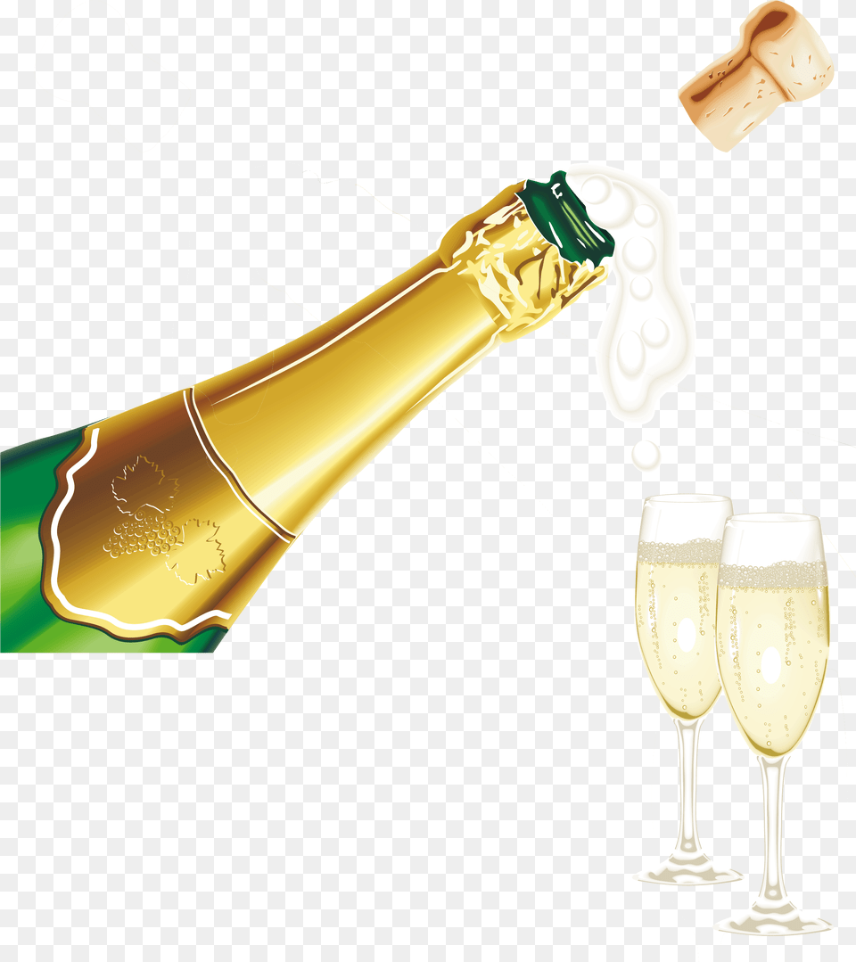 Download Champagne Popping Happy New Year Champagne, Glass, Alcohol, Beer, Beverage Png