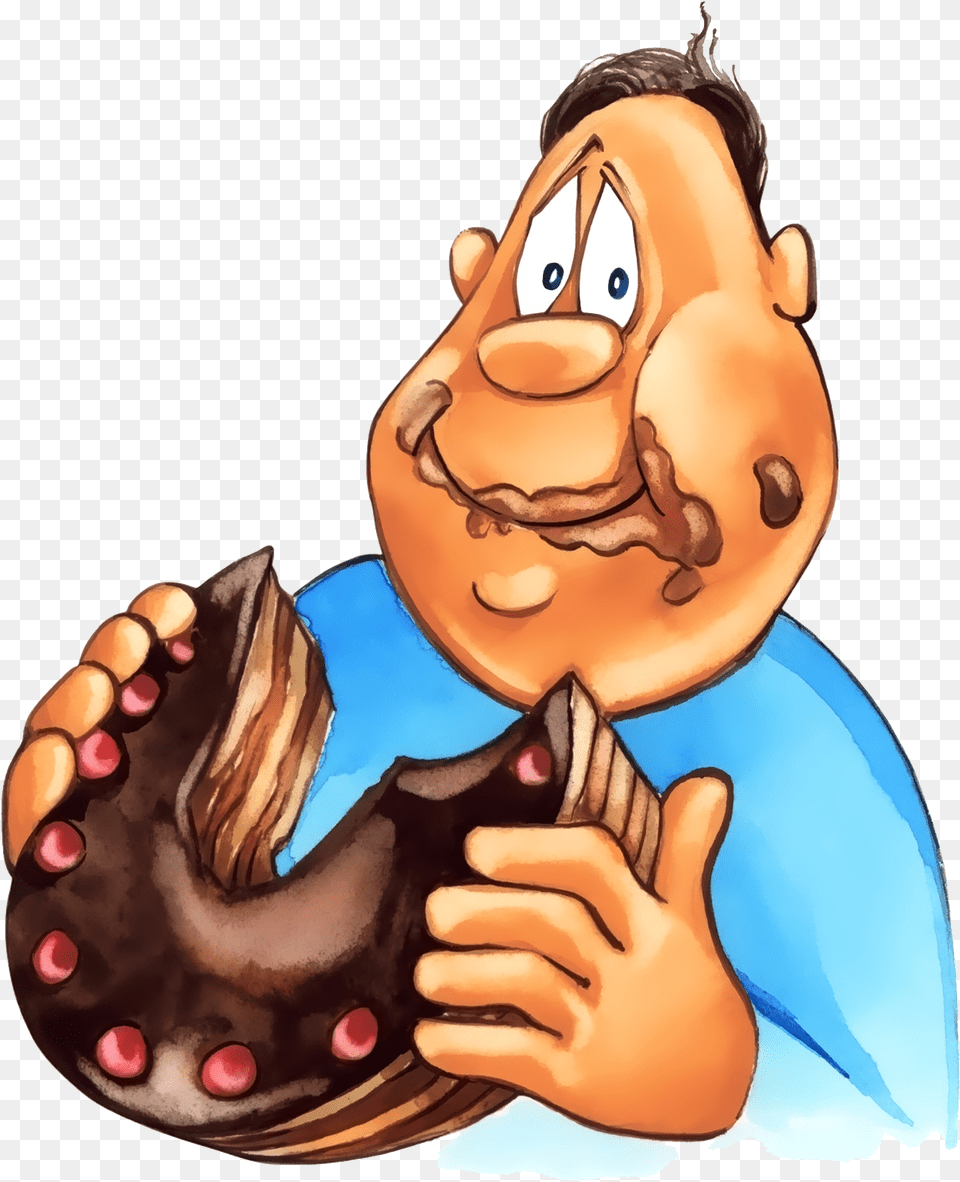 Download Chocolate Cake Birthday Cartoon Man Eating Cake, Food, Sweets, Adult, Female Free Png