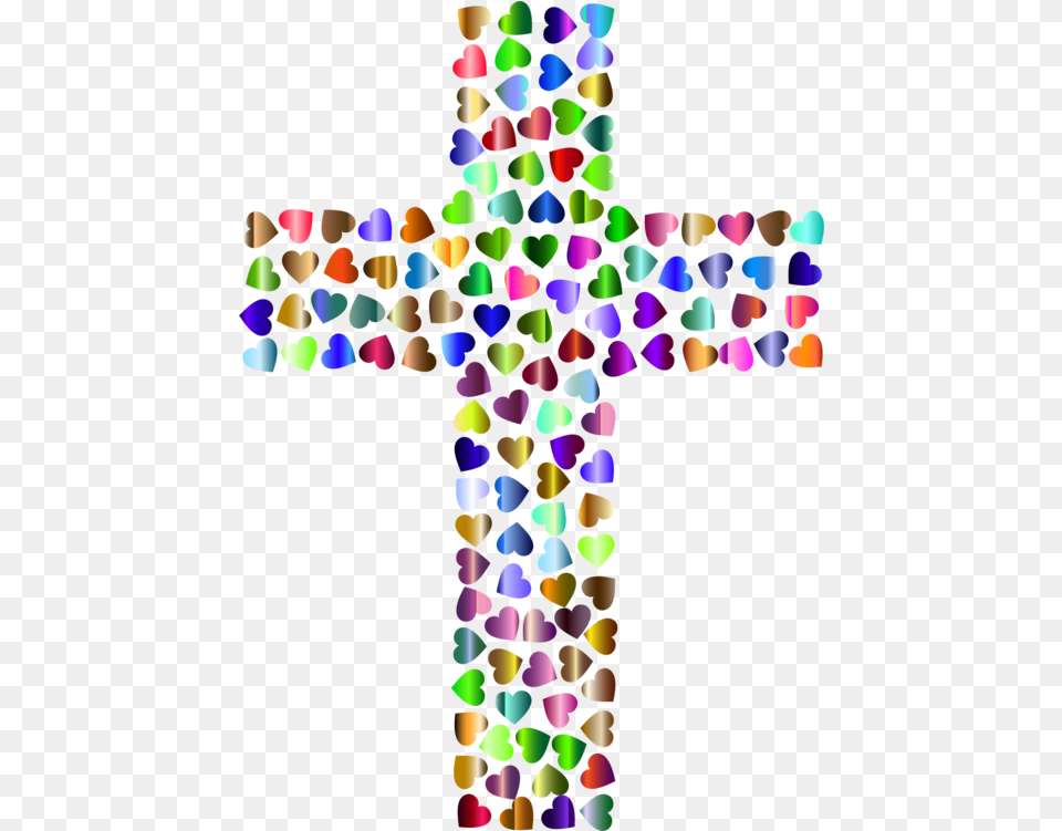 Christian Cross Christianity Of Jesus Cross Made Of Hearts, Symbol, Art Free Png Download