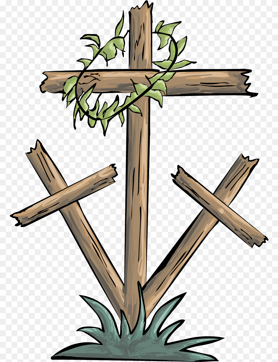 Download Christian Cross Crown Good Friday Cross Clipart Cross With Crown Of Thorns, Symbol, Wood, Blade, Dagger Free Transparent Png