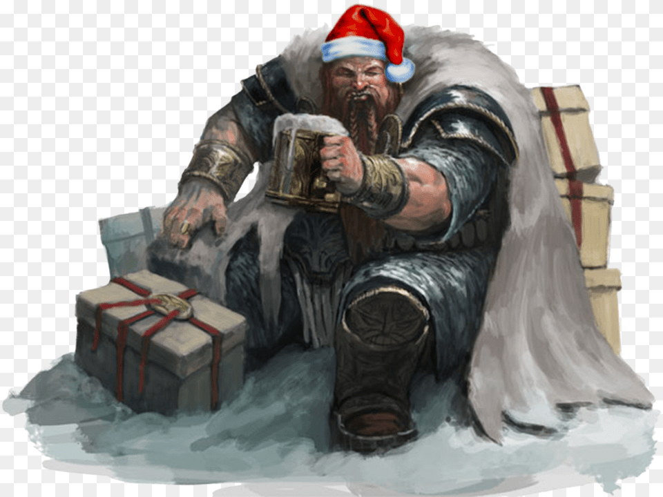 Download Christmas Dwarf With Hat Warhammer World Illustration, Adult, Male, Man, Person Png Image