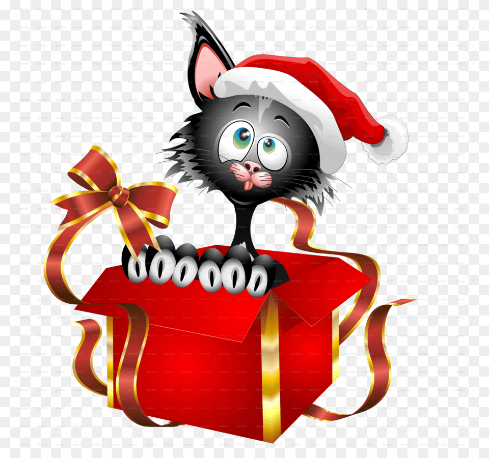 Download Christmas Gift Kitten Full Color Decal Kitten Full Color Free Transparent Png