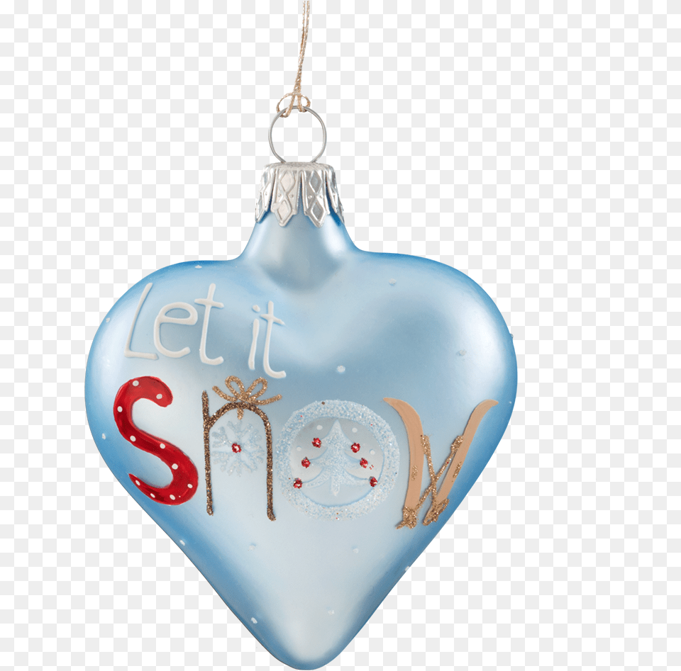 Download Christmas Ornament Heart Light Blue Let It Snow Christmas Ornament, Accessories, Pendant Free Transparent Png