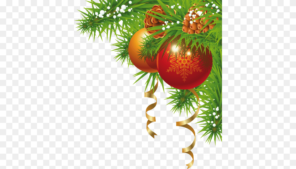 Download Christmas Ribbon And Bells Stickpng Christmas, Tree, Plant, Conifer, Balloon Free Transparent Png