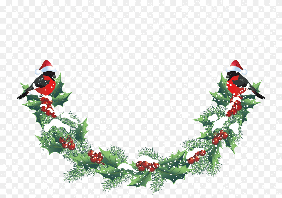 Christmas Robin Garland Christmas Robin Transparent Background, Outdoors, Nature, Animal, Bird Free Png Download