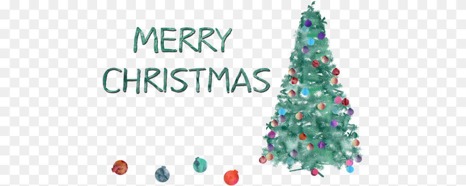 Download Christmas Watercolor Tree By Terry Weaver Merry Merry Christmas In Small, Christmas Decorations, Festival, Plant, Christmas Tree Png Image