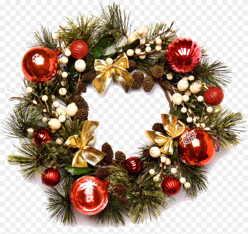 Download Christmas Wreath Image 091 Real Christmas Wreath, Plant, Christmas Decorations, Festival Free Transparent Png