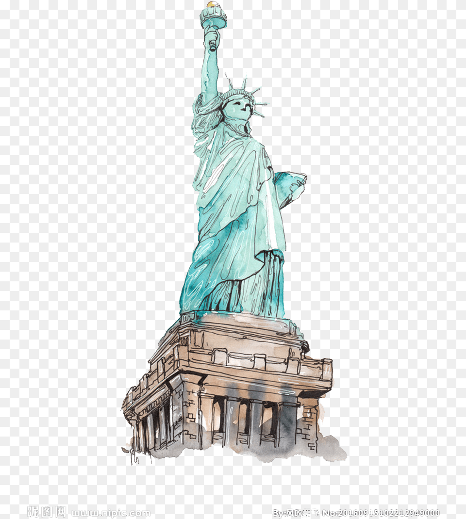 Download Classical Of Photography Site Liberty Historic Statue Of Liberty Watercolor, Art, Adult, Person, Woman Png Image