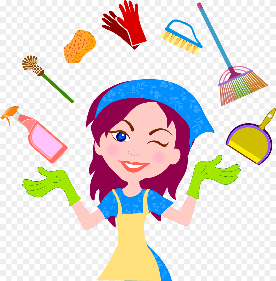 Download Cleaner Maid Service Cleaning Cleaning Cartoon, Art, Baby, Person, Face Free Png