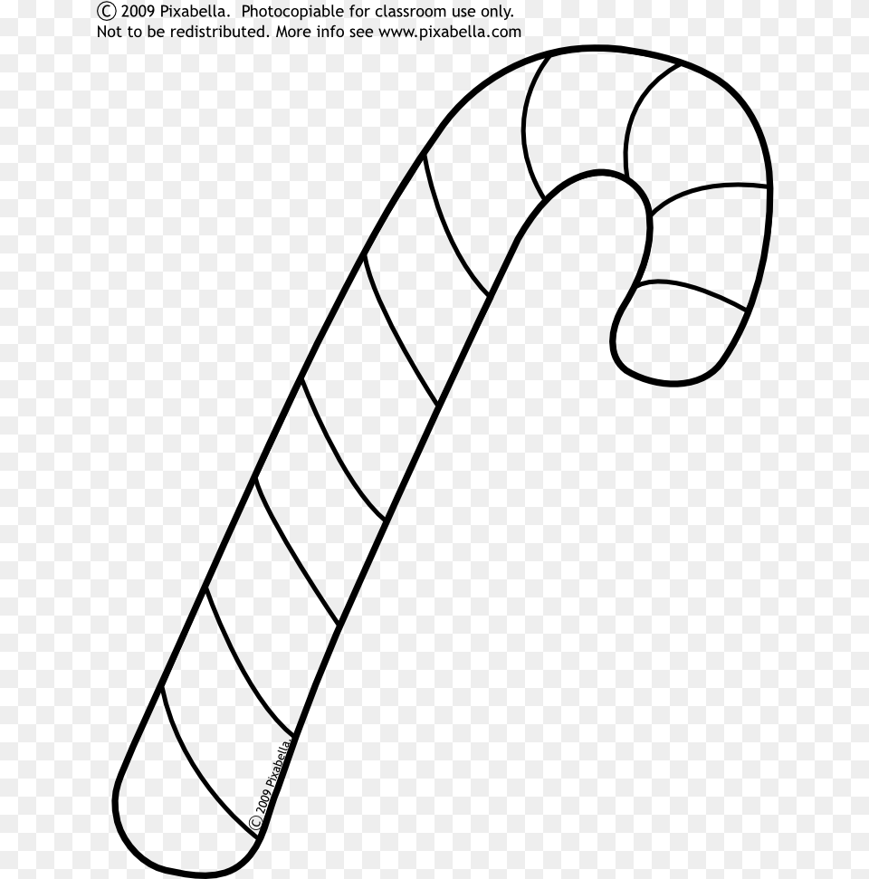 Download Clip Art Christmas Candy Cane Coloring Page, Gray Free Png