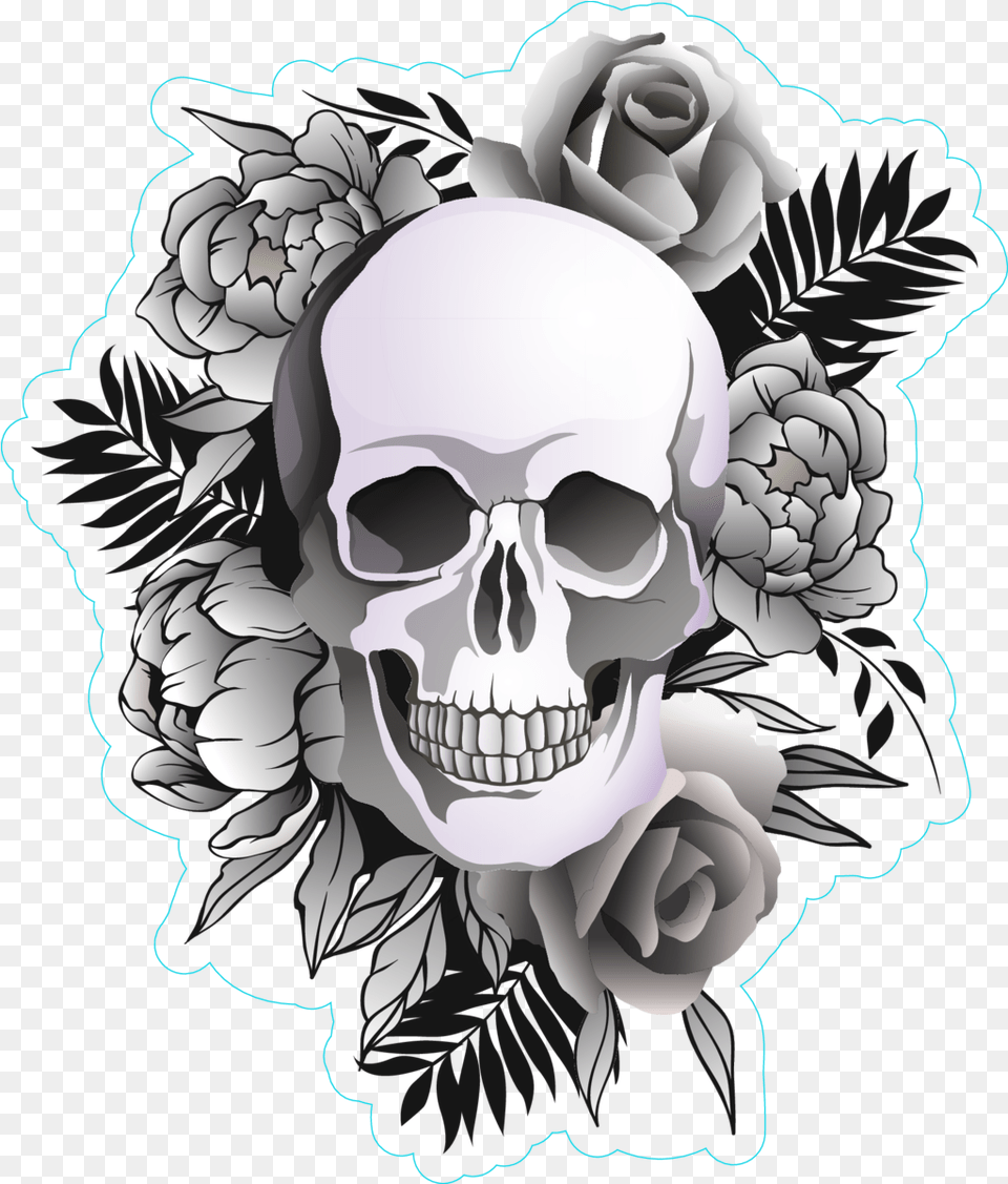 Download Clipart Galleryneed Flower Wicked Evil Skull Skulls Clipart Black And White, Baby, Person, Face, Head Png