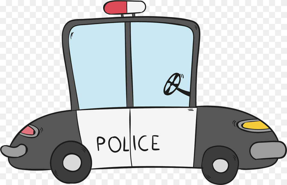Download Clipart Library Car Hand Painted Police Cartoon Police Car, Vehicle, Transportation, Wheel, Machine Free Png