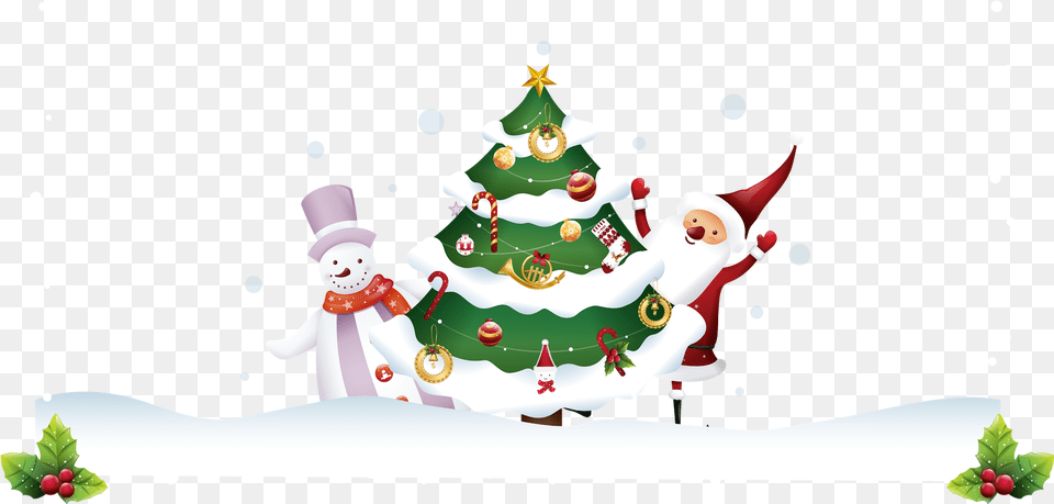 Download Clipart Transparent Christmas Tree Santa Claus Christmas Borders, Festival, Christmas Decorations, Snowman, Snow Free Png