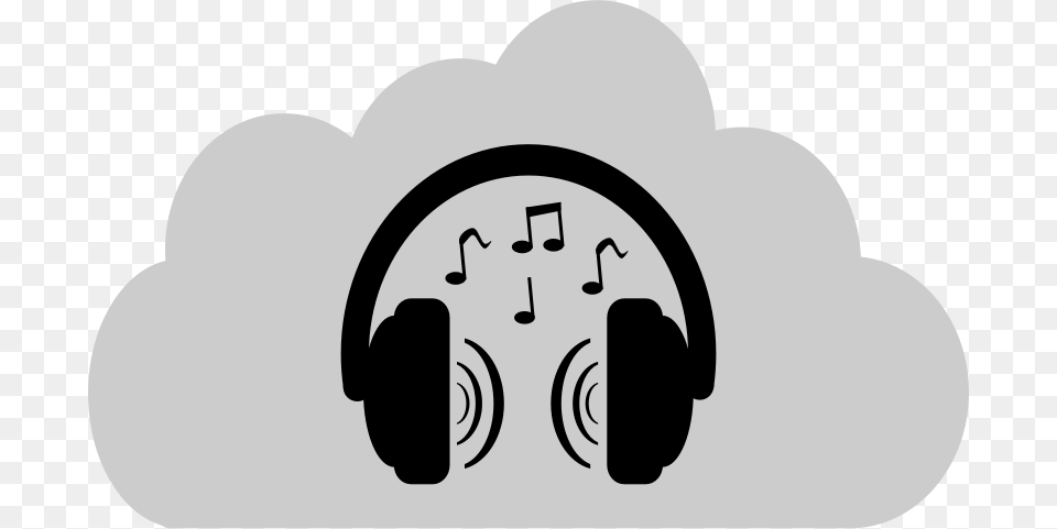 Download Cloud Sound Medium Image Listening To Music Headphones Clipart, Stencil, Electronics, Animal, Fish Free Png