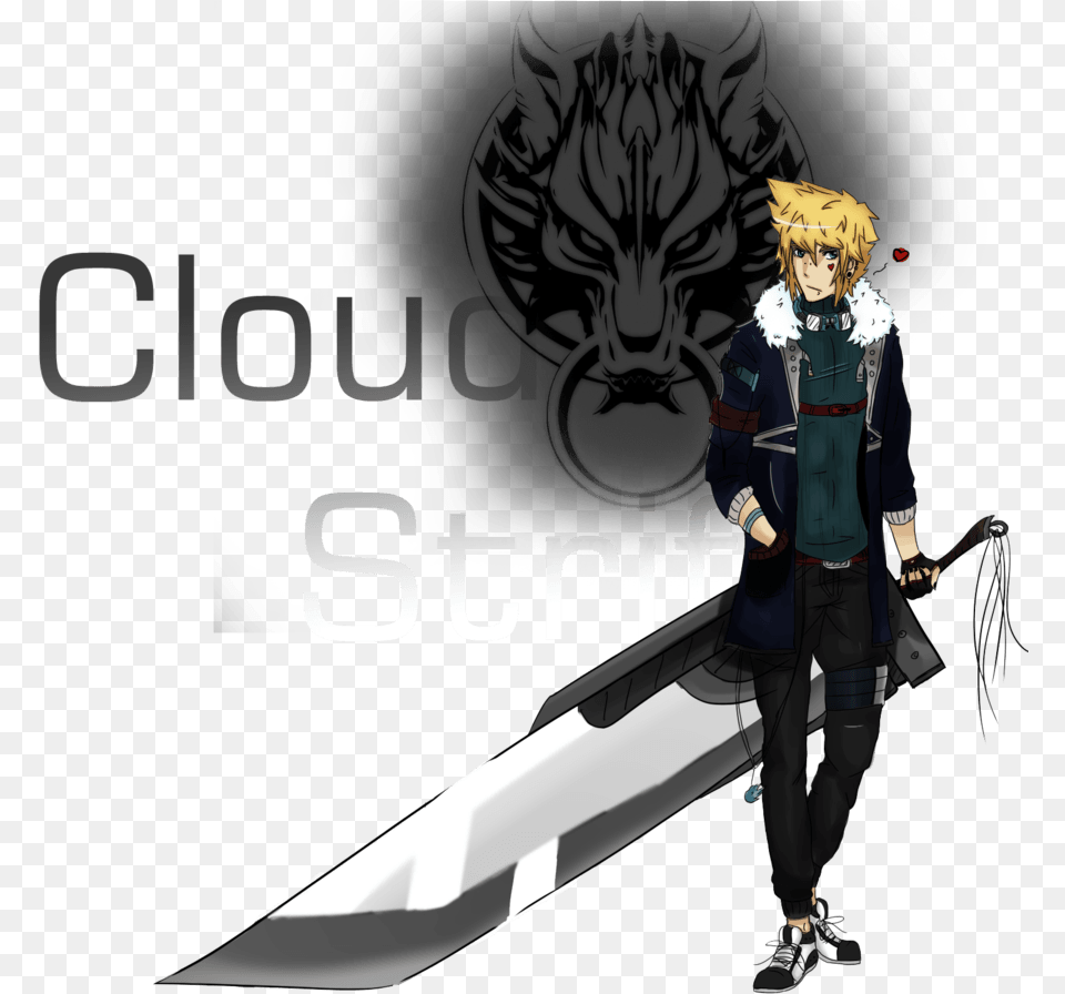 Download Cloud Strife Anime Wallpaper Best Hd Final Fantasy 7 Wolf, Book, Comics, Publication, Adult Free Png