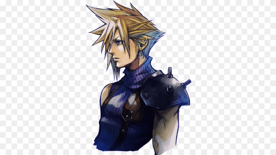 Download Cloud Strife Final Fantasy Tetsuya Nomura Art, Book, Comics, Publication, Adult Free Png