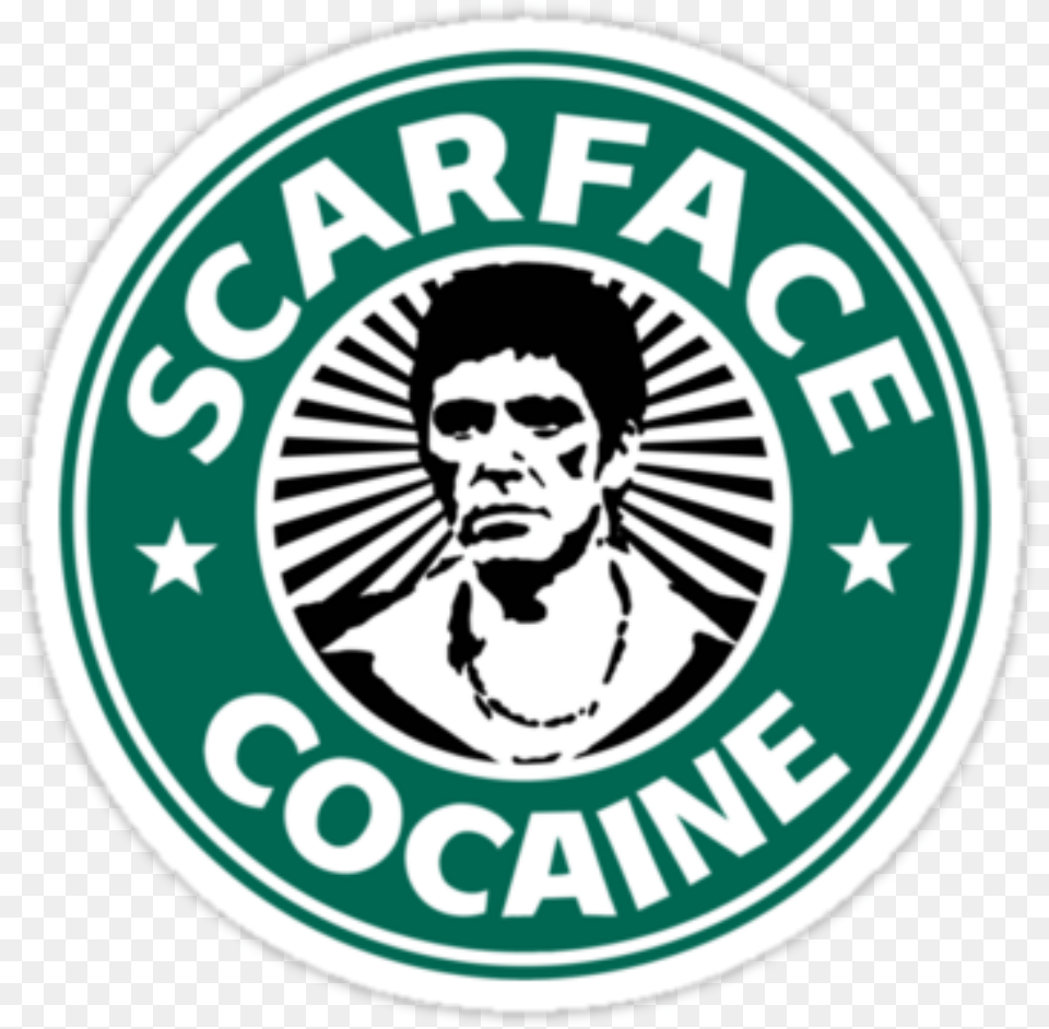 Download Cocaine Scarface And Tata Starbucks Logo, Adult, Face, Head, Male Free Transparent Png