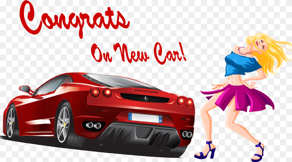 Download Congrats Ferrari Vector Sports Car Vector, Adult, Vehicle, Transportation, Person Free Png