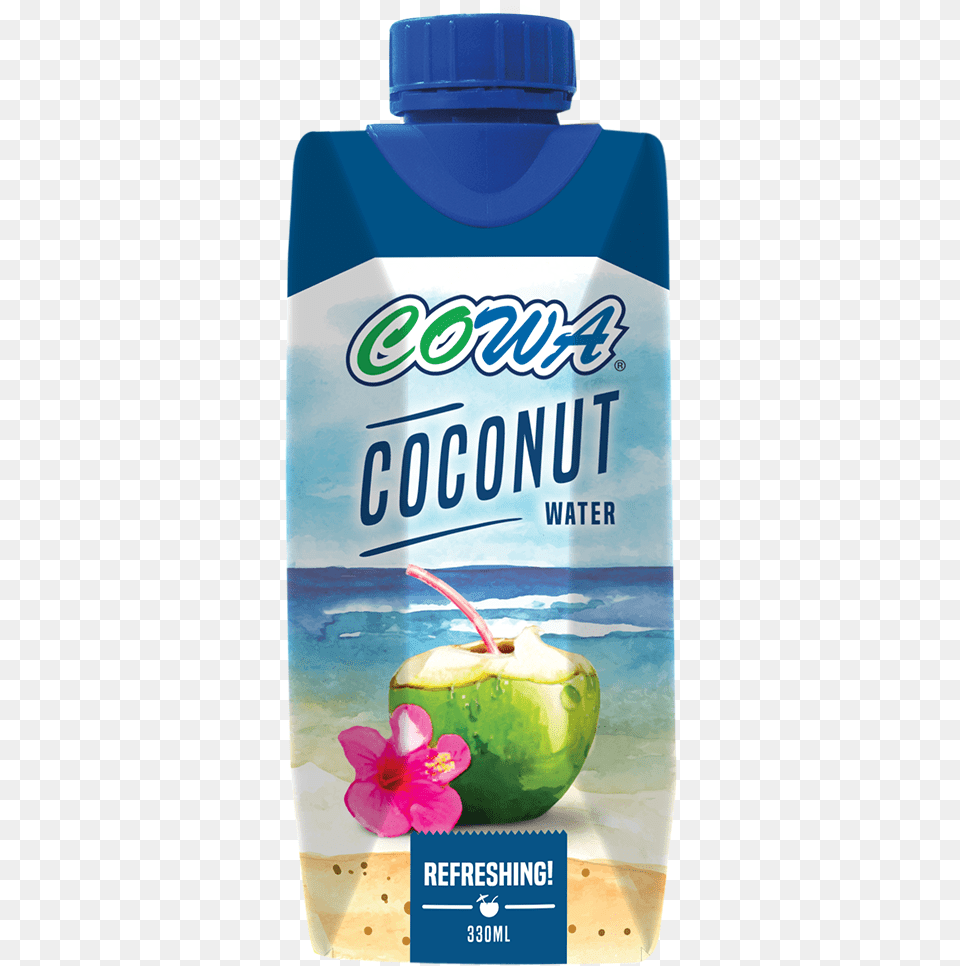 Download Cowa Coconut Water Cowa Coconut Water Logo Full Cowa Coconut Water, Bottle, Food, Fruit, Plant Png Image