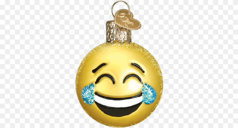 Download Crying Laughter Emoji Christmas Ornament Old Christmas Ornament, Accessories, Gold, Earring, Jewelry Free Png