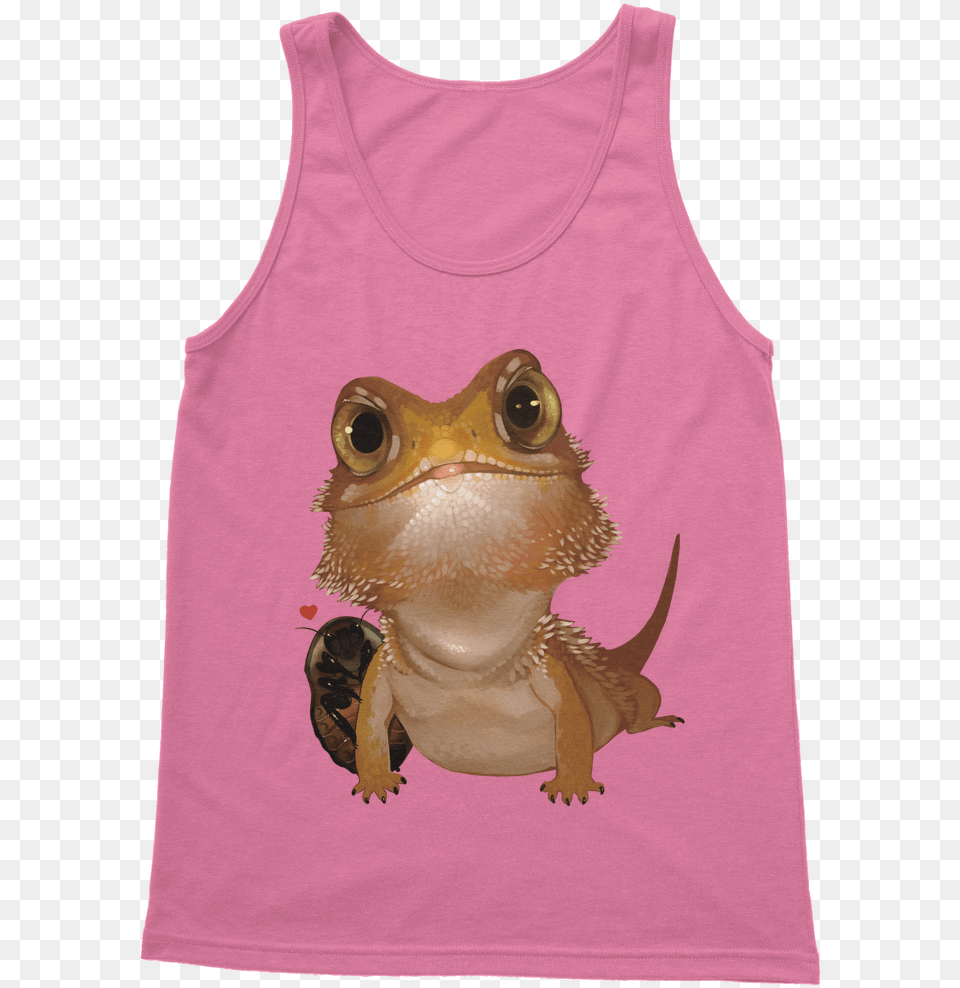 Download Ct006 Bearded Dragon And Cockroach Brown Womenu0027s Q, Clothing, Tank Top, Animal, Bird Free Png