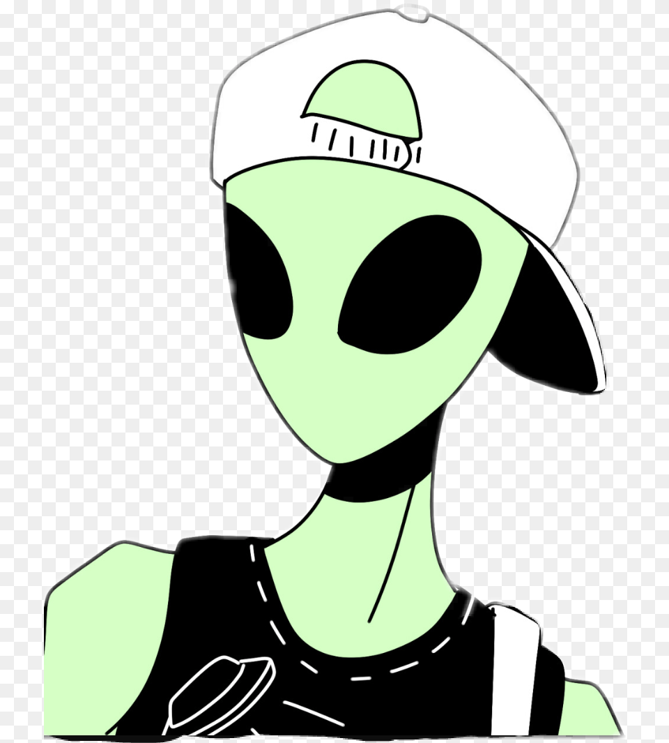 Cute Alien Clipart Alien Drawing Clip Art Alien, Baseball Cap, Cap, Clothing, Hat Free Png Download
