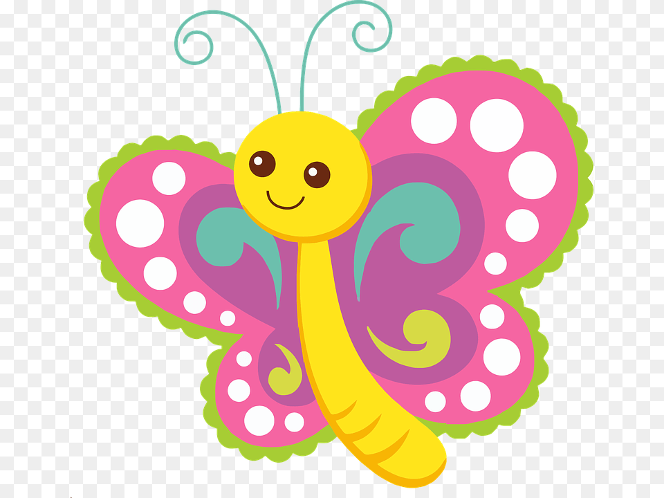 Download Cute Cartoon Butterfly Clipart Butterfly Clip Art, Pattern, Rattle, Toy, Applique Free Transparent Png