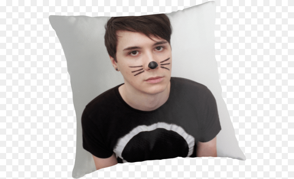 Download Dan Howell Twitter Icon Cushion Image With No Crew Neck, Adult, Portrait, Photography, Person Free Transparent Png